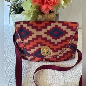 Baggallini Red Orange Blue Geometric Crossbody Bag